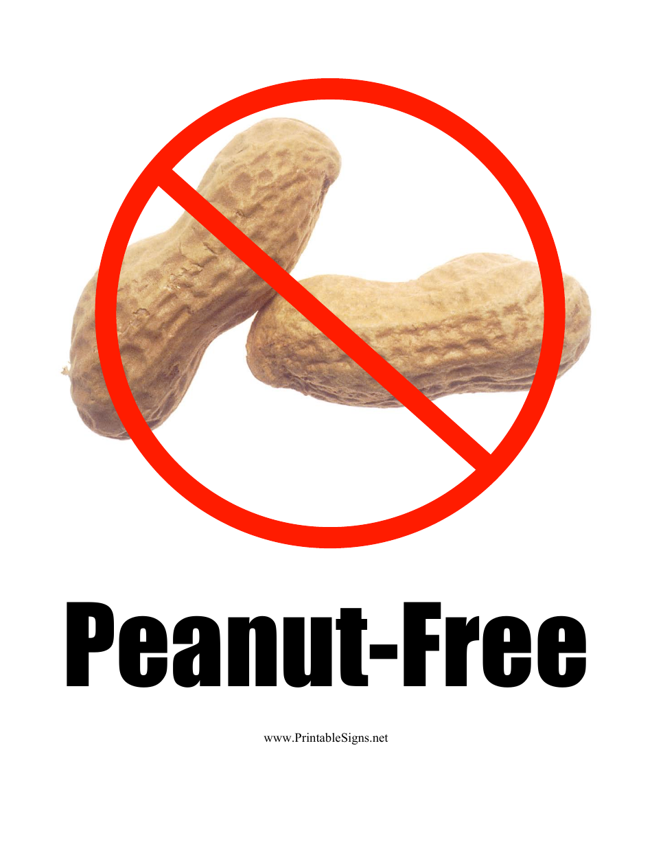 Peanut-Free Sign Template Image - A customizable sign template that indicates a peanut-free environment.