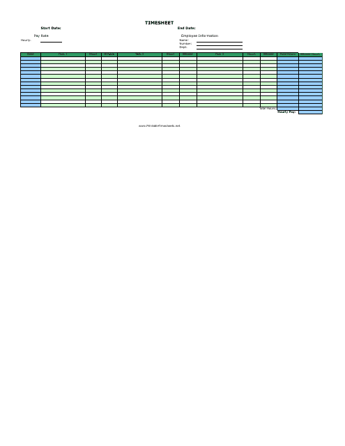 Billable Hours by Task Timesheet Template - Medium Size Table