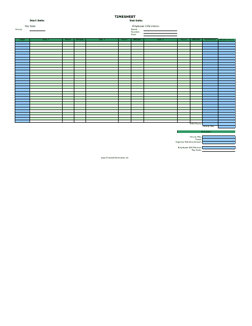 Billable Hours by Task Timesheet Template - Big Table
