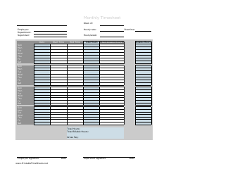 Document preview: Monthly Billable Hours Timesheet Template