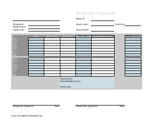 Document preview: BI-Weekly Timesheet Template