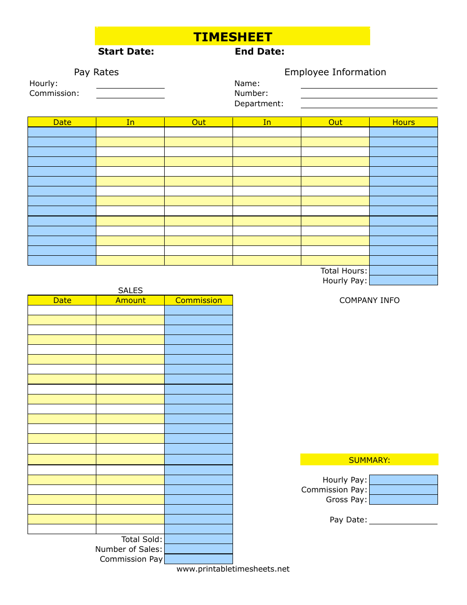 Timesheet Printable Form