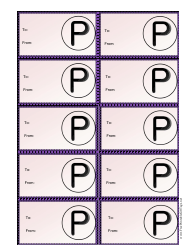 Document preview: Monogram P Gift Tag Template