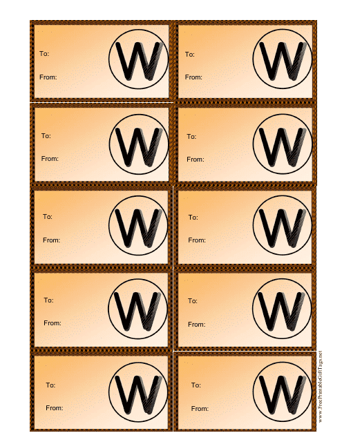 Monogram W Gift Tag Template - Preview Image