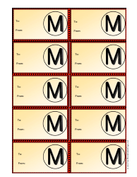 Document preview: Monogram M Gift Tag Template