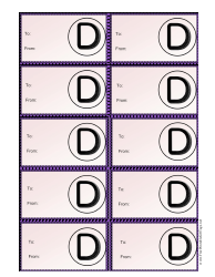 Document preview: Monogram D Gift Tag Template - Violet