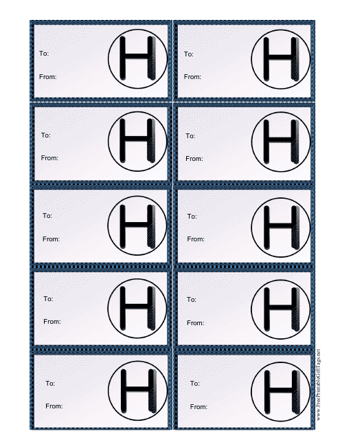 Monogram H Gift Tag Template