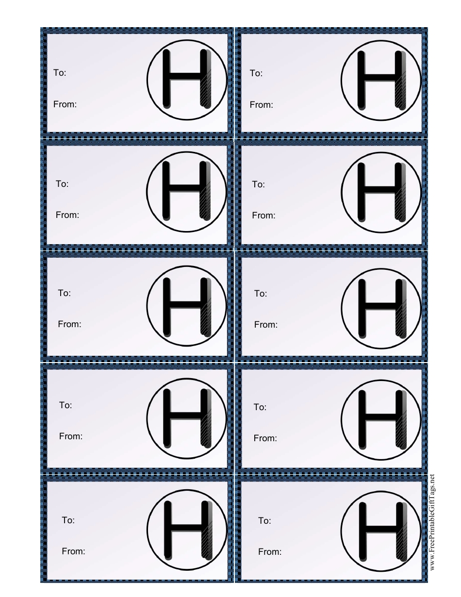 Monogram H Gift Tag Template - Customizable Design ✔️