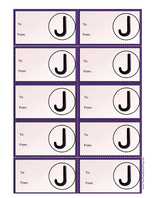 Monogram J Gift Tag Template