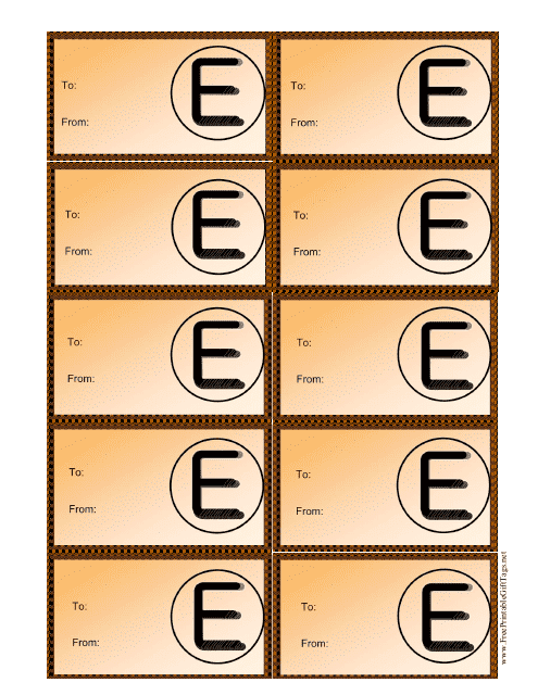 Monogram E Gift Tag Template - Orange