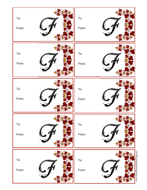 Monogram F Script Gift Tag Template Preview