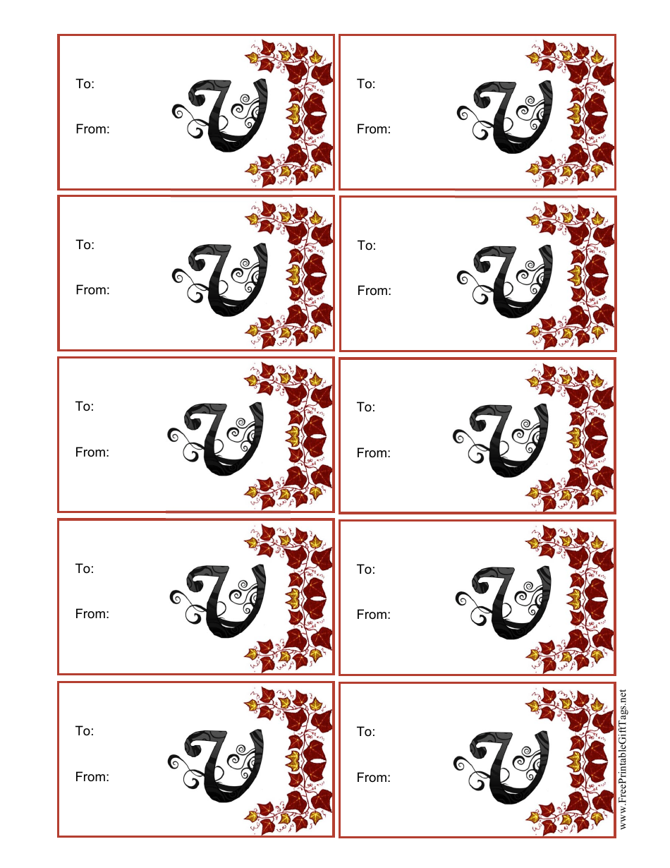 Monogram V Script Gift Tag Template Download Printable PDF | Templateroller