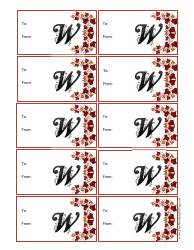 Document preview: Monogram W Script Gift Tag Template