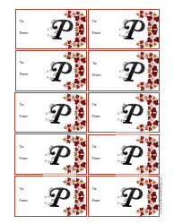 Document preview: Monogram P Script Gift Tag Template