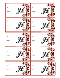 Document preview: Monogram H Script Gift Tag Template