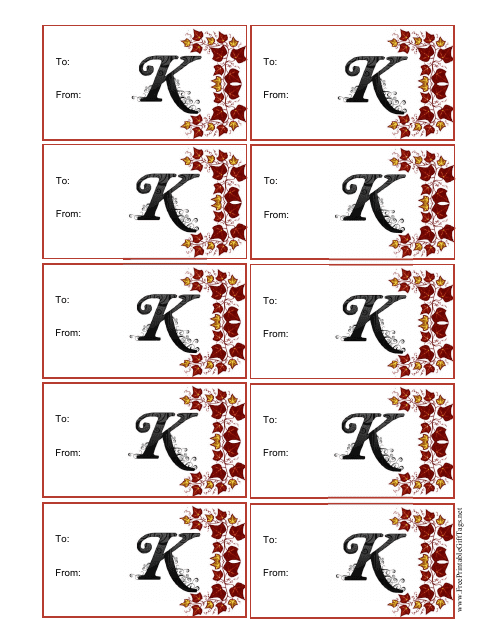 Monogram K Script Gift Tag Template - Image Preview