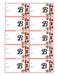 Document preview: Monogram B Script Gift Tag Template