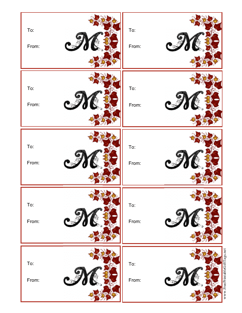 Monogram M Script Gift Tag Template - Image Preview