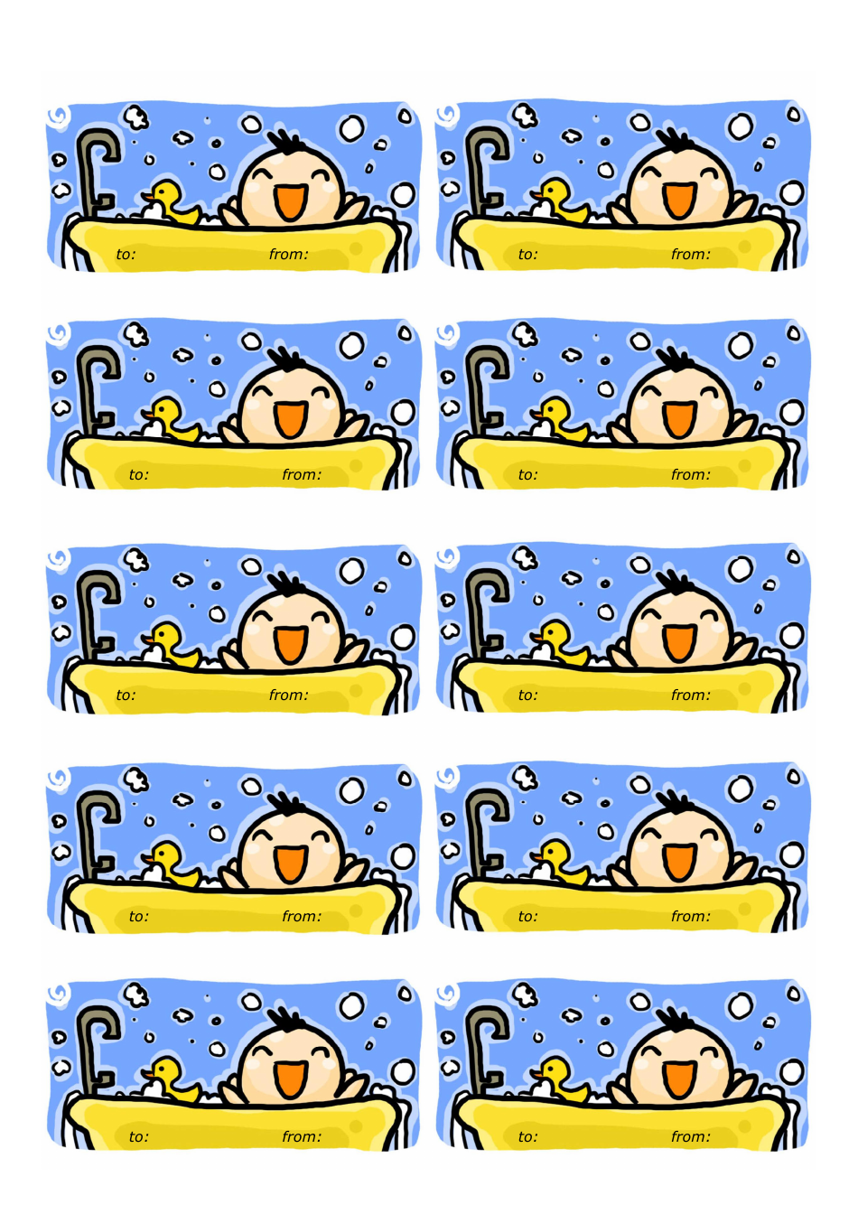 Bathtub Gift Tag Template Image Preview