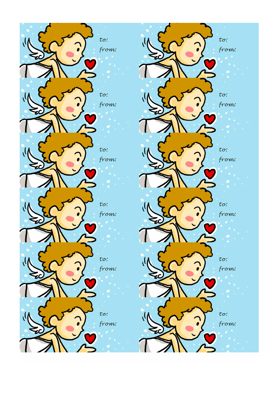 Cupid Gift Tag Template, Page 1