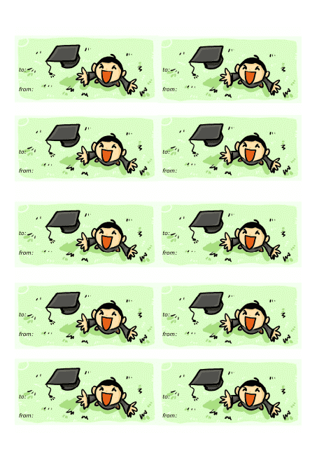 Graduate holding a diploma with a green gift tag template