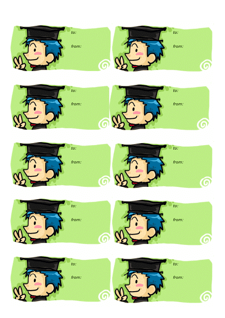 Graduation gift tag template for boys with personalized messages and fun designs.