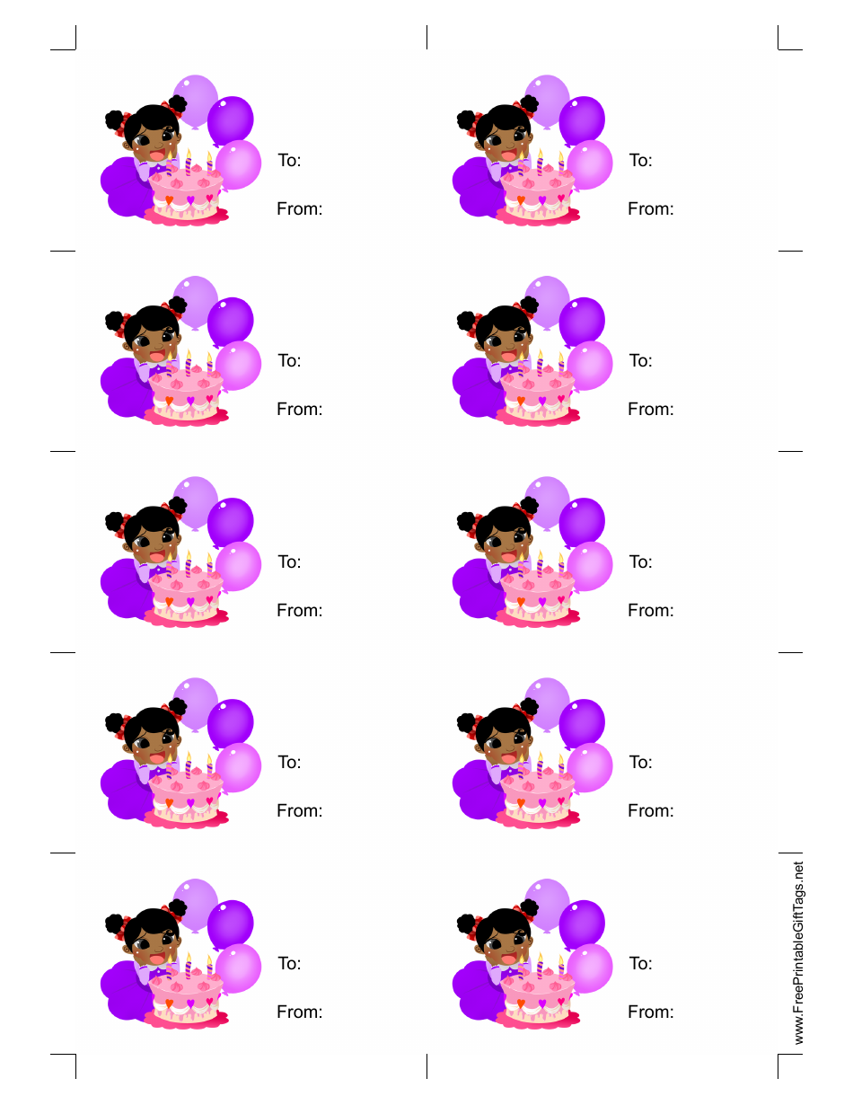 Girl With Cake Gift Tag Template - Violet Download Printable PDF ...