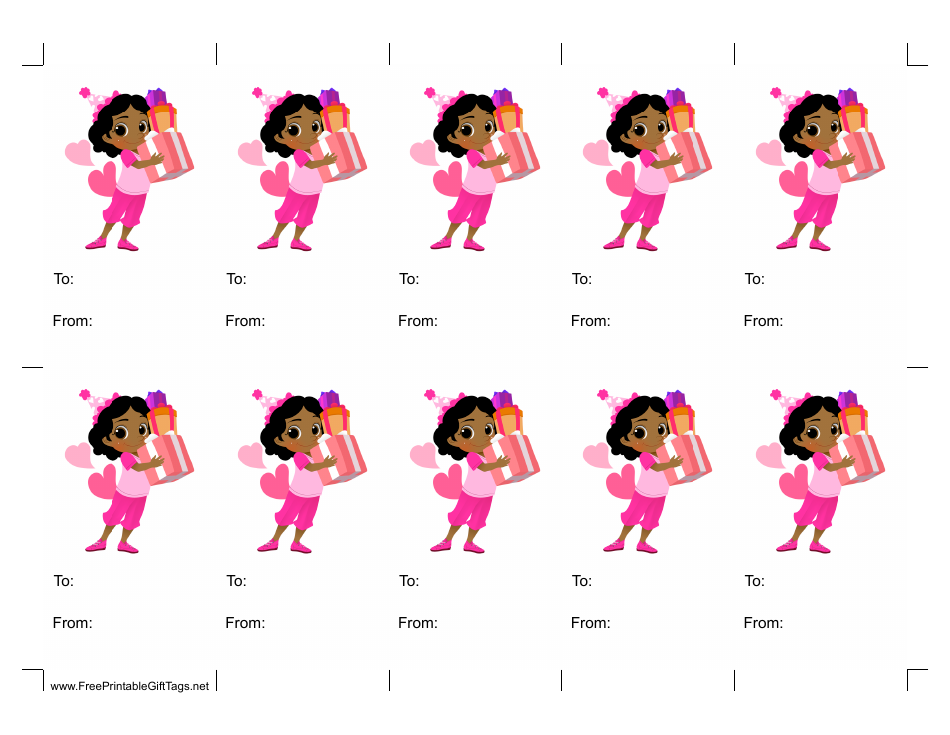 Girl With Presents Gift Tag Template - White Background Download ...