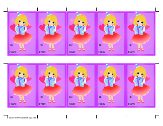 Document preview: Girl With Present Gift Tag Template