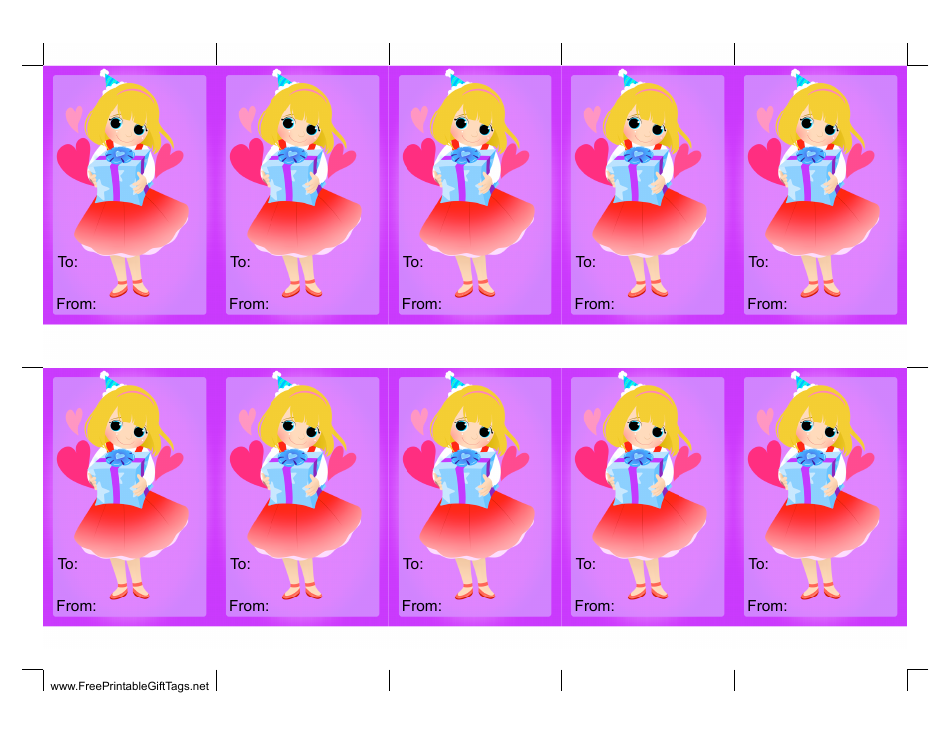 Girl With Present Gift Tag Template Download Printable PDF | Templateroller