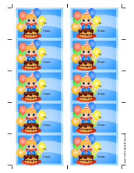 Document preview: Birthday Gift Tag Template - Boy and Cake With Candles