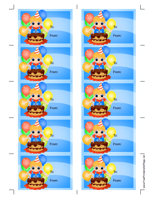 Birthday Gift Tag Template - Boy and Cake With Candles