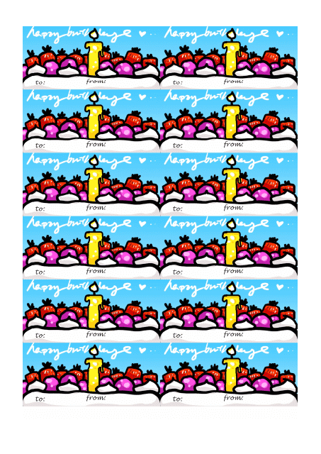 Birthday Candle Gift Tag Template Preview Image