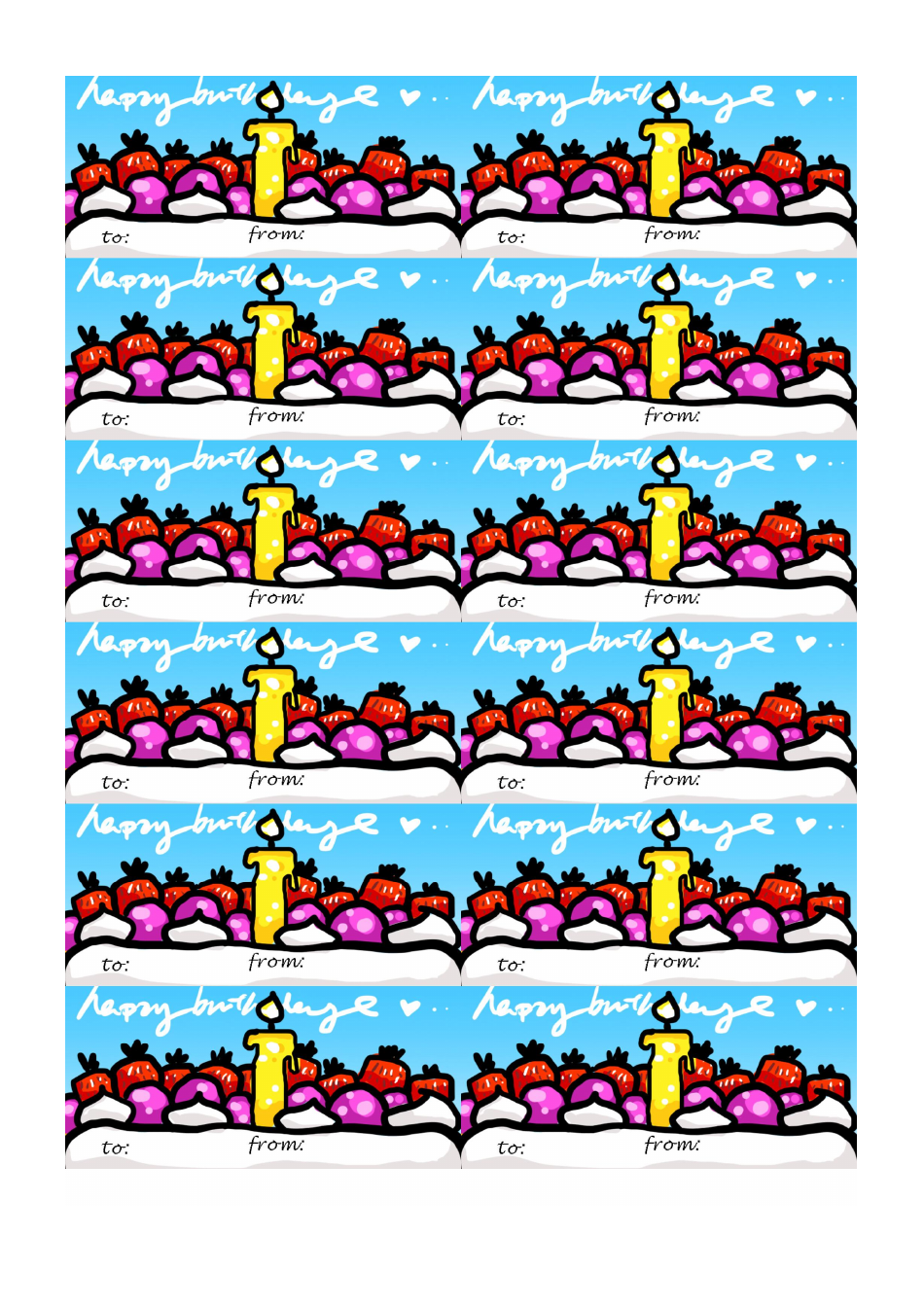 Birthday Candle Gift Tag Template Preview Image