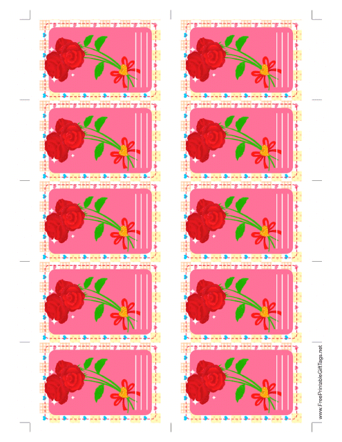 Roses gift tag template with elegant rose graphics and customizable text.