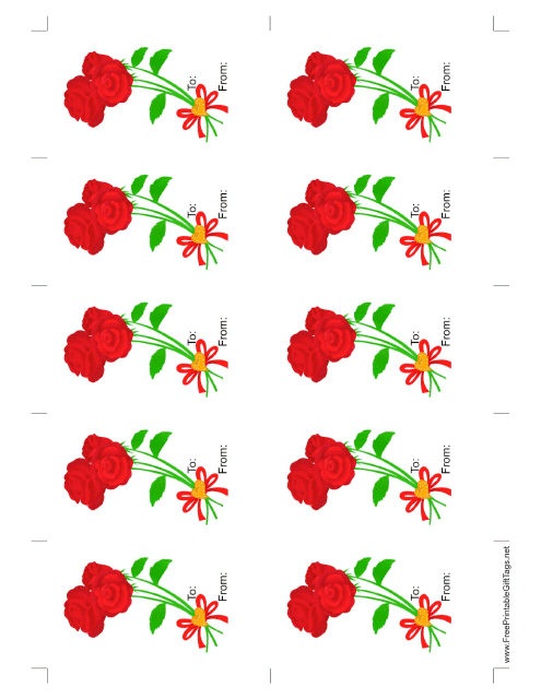 Roses Gift Tag Template with White Background
