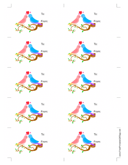 Birds Gift Tag Template with White Background