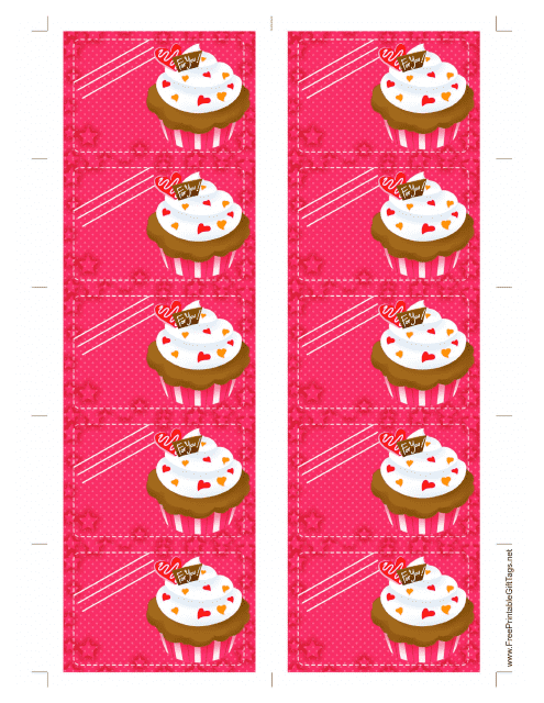Cupcake gift tag template preview image