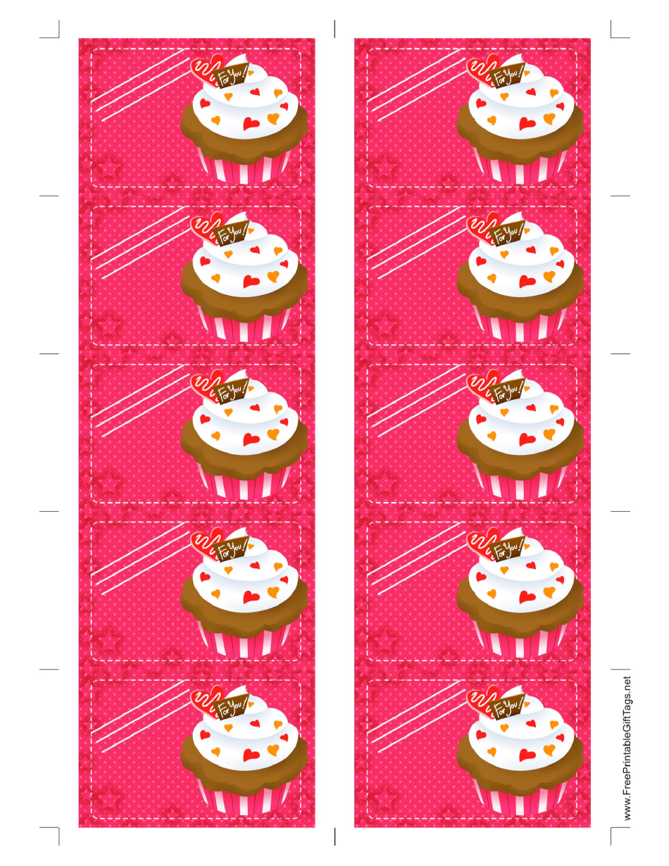 Cupcake gift tag template preview image