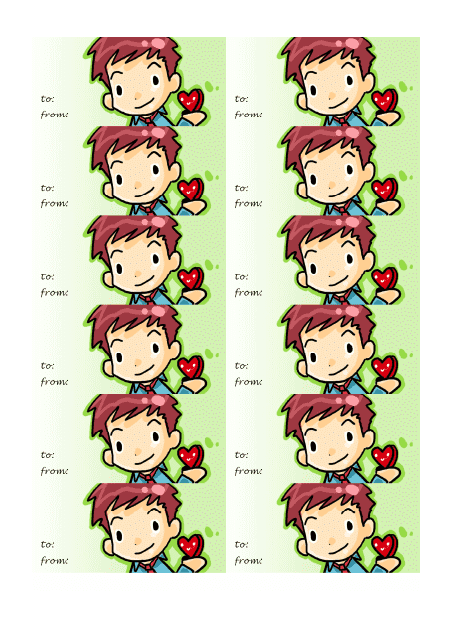 Boy With Heart Gift Tag Template