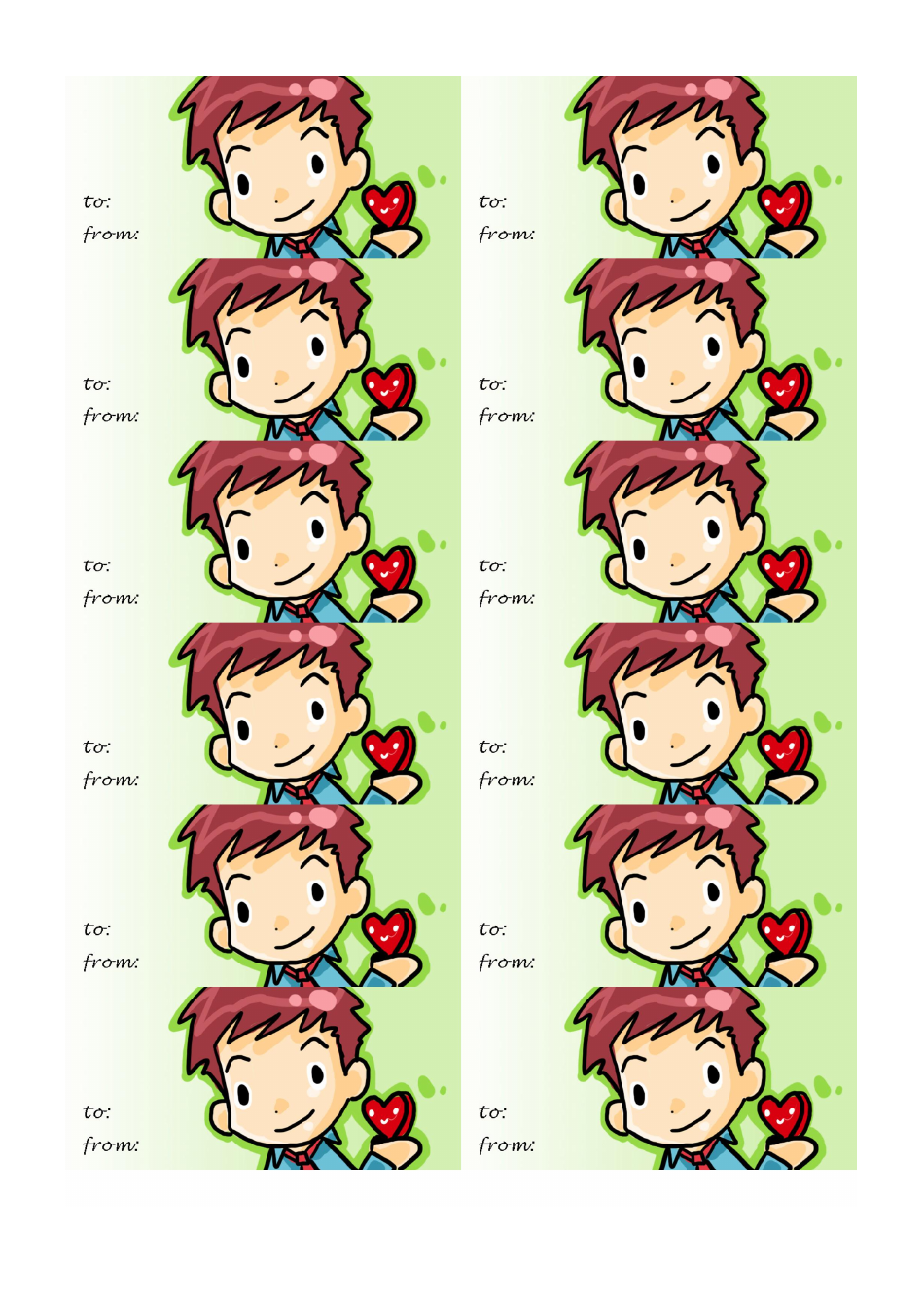 Boy With Heart Gift Tag Template Download Printable PDF | Templateroller