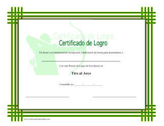 Certificado De Logro - Tiro Al Arco (Spanish)