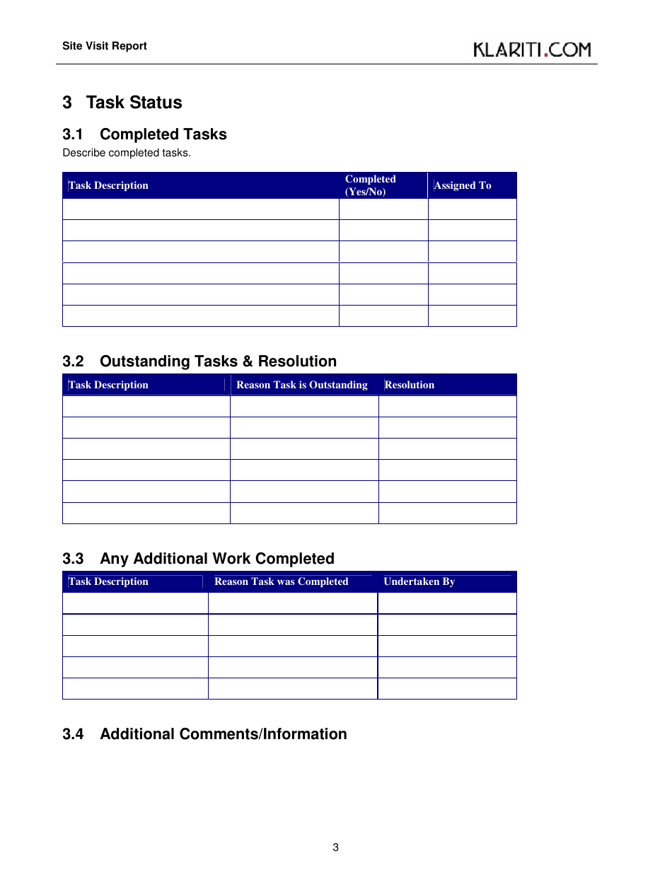 Site Visit Report Template - Klariti, Page 3