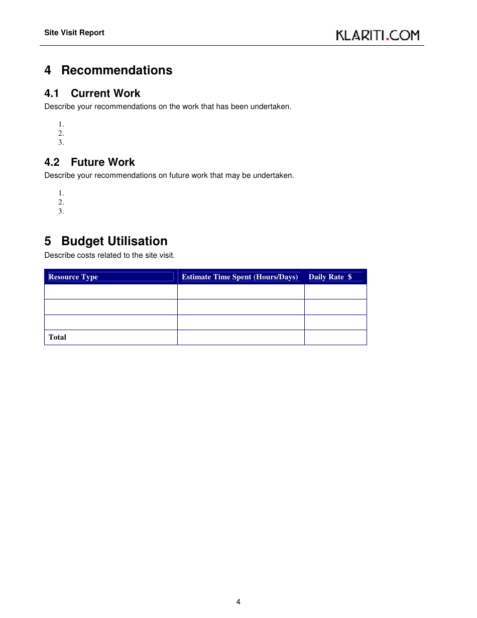 Site Visit Report Template - Klariti, Page 4
