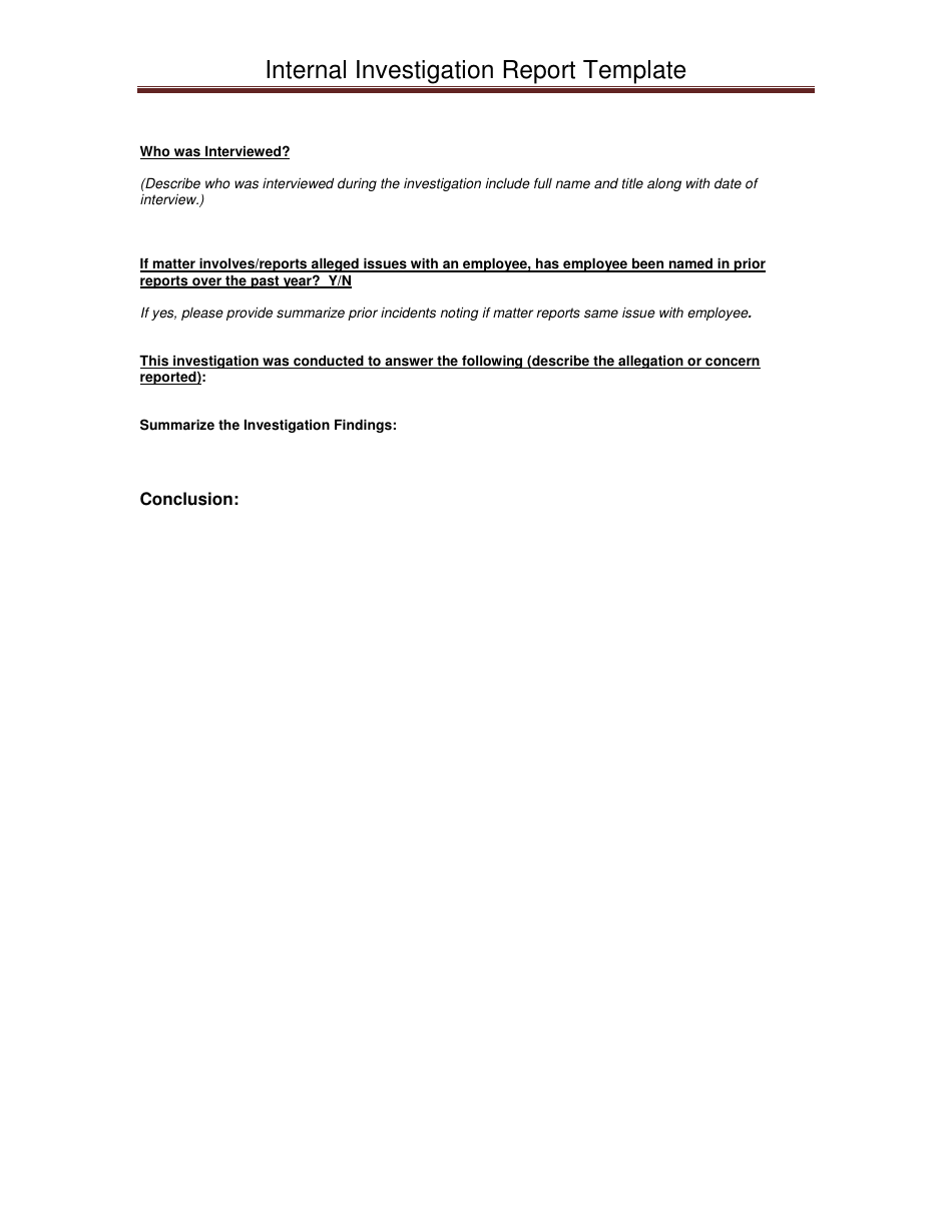 Internal Investigation Report Template Fill Out, Sign Online and