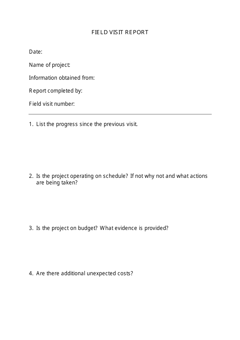Field Visit Report Template, Page 1