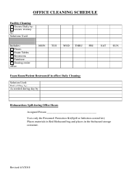 &quot;Office Cleaning Schedule Template&quot;