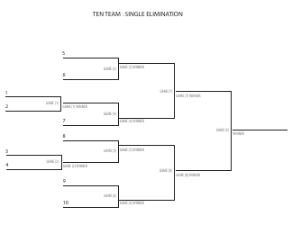 Document preview: 10 Team - Single Elimination Schedule Template