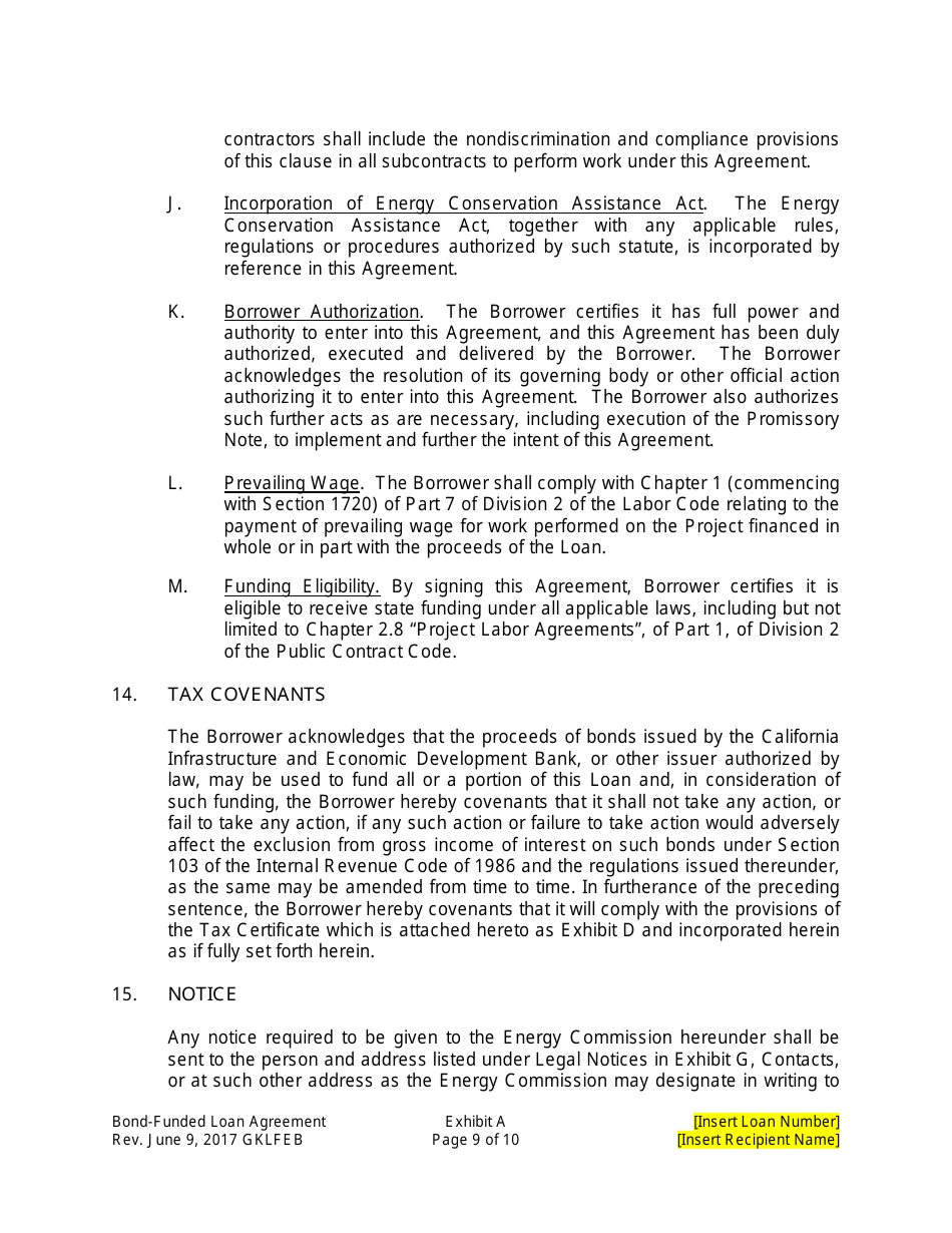 Form CEC-142 Loan Agreement - California, Page 10