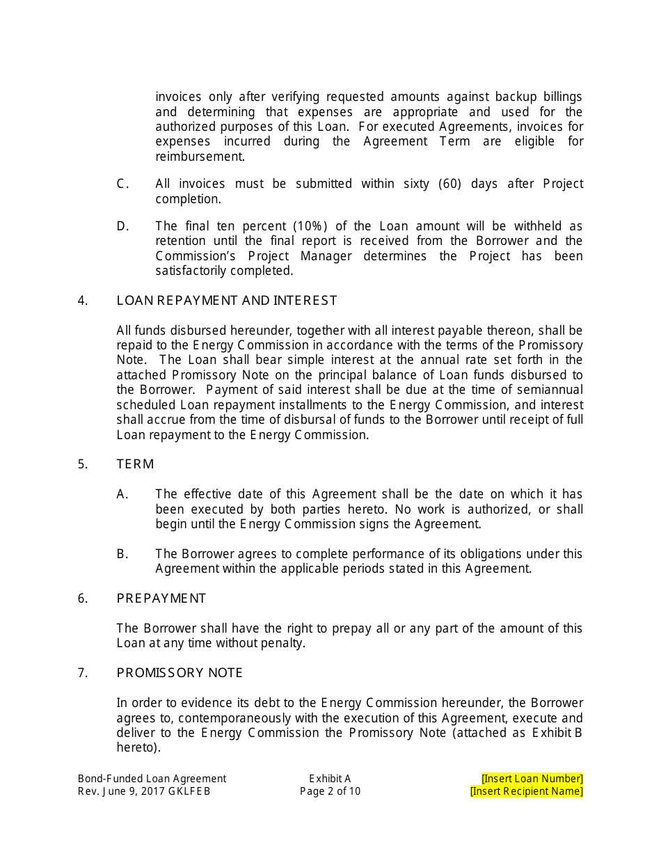 Form CEC-142 Loan Agreement - California, Page 3